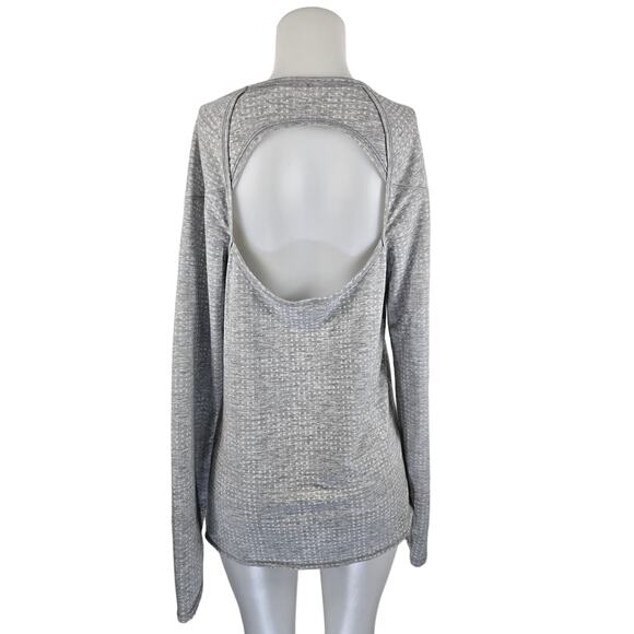Victoria Secret Sport Gray Cut out Back Long Sleeve  Thumbholes Athletic Top L - Picture 3 of 6